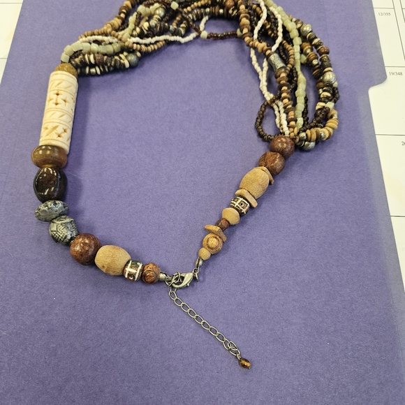 Vintage Rare Beaded Boho Style Tribal Multi Strand Necklace - Picture 4 of 4